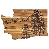 Totally Bamboo Rock & Branch Origins Series Washington State Shaped Cutting Board and Charcuterie Serving Tray, Includes Hang Tie for Wall Display