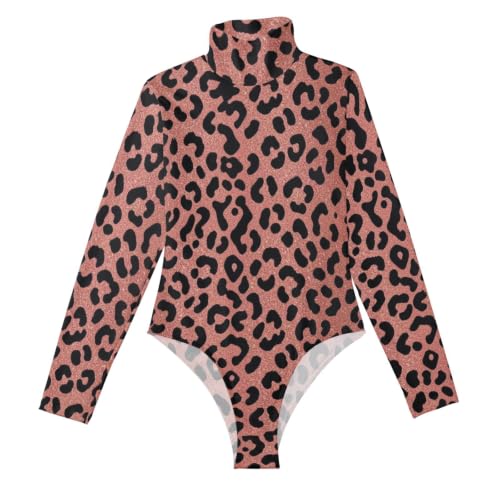 Body de manga larga de leopardo oxidado para combinar con vaqueros y faldas de noche