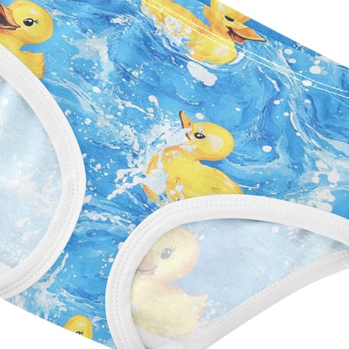 Wusikd Yellow Ducks Splashing Girls' Underwear Cotton Blue Water Girls Briefs Soft Toddler Underwear 2T4