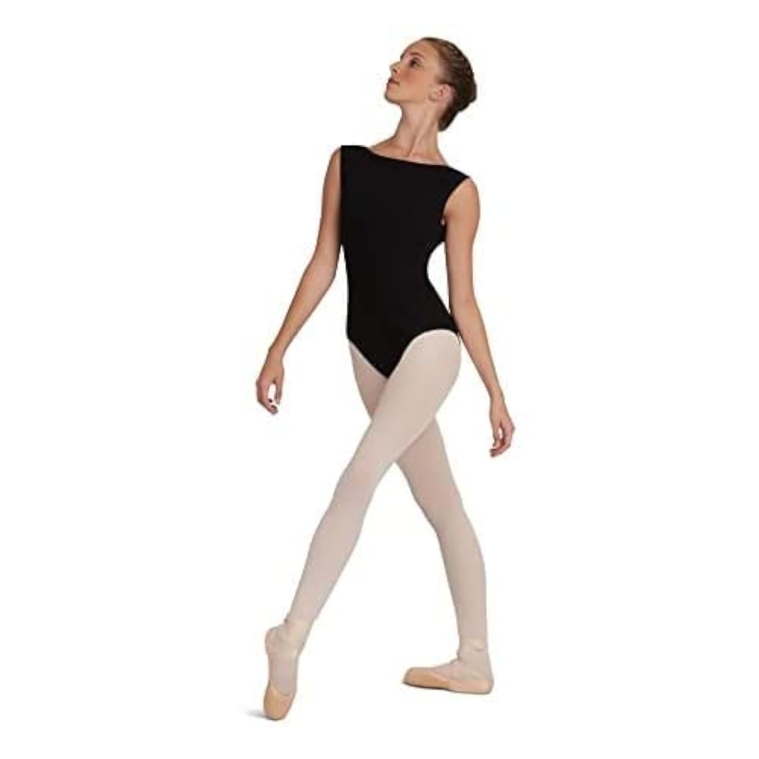 Boat Neck Camisole Dance Leotard, ENB Collection, Classic, Stretchy, Close-Fitting, Sleeveless, Black Ballet Leotards for Women, Jazz, Contemporary, Tap, Dancing, CC220