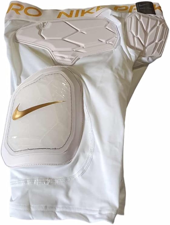 Nike Men's Pro Hyperstrong Padded Football Shorts (US, Alpha, X-Large, Regular, Regular, White/Gold)