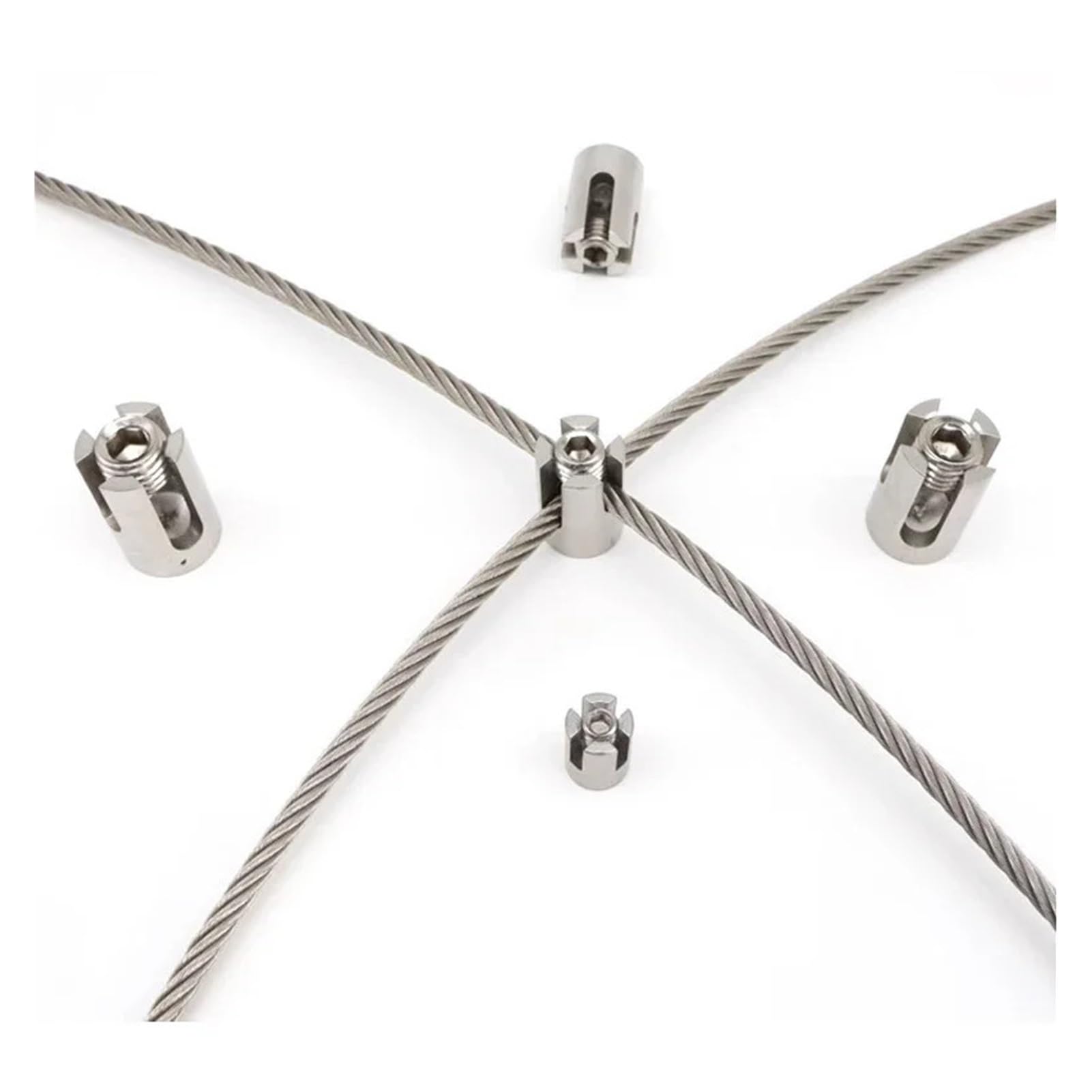 Morsetti per cavi a croce, 1 pezzo in acciaio, fibbia di bloccaggio fissa in acciaio inox 304, set di bulloni per dadi da M2 a M8 (diametro adatto a 2 mm)