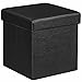 SONGMICS Faltbarer Sitzhocker Aufbewahrungsbox belastbar bis 300 kg, Lederimitat, schwarz, 38 x 38 x 38, LSF101