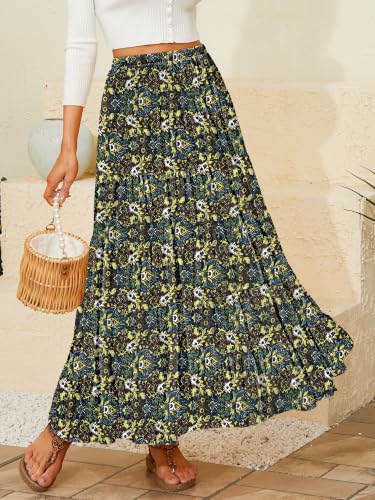 Image of NASHALYLY Women's Chiffon Elastic High Waist Pleated A-Line Maxi Skirts
