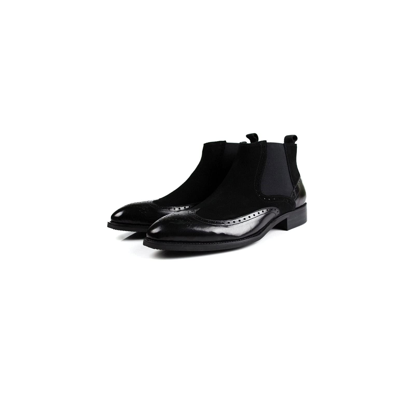 ETZRYSYB Mens Oxford Shoes Handmade Genuine Leather Boots For Men Cow Suede Dress Boots Slip On Boss Work Boots Real Rubber Shoes(Schwarz,8 US)