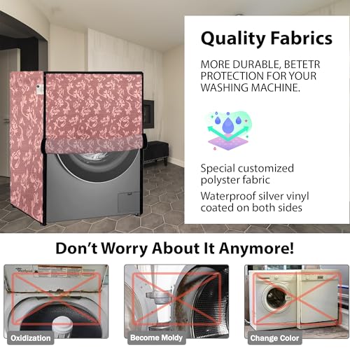 Image of Waterproof & Dustproof Top Front Load Washing Machine Cover for 6 kg 6.5 kg 7kg & 7.5 kg Compatible for IFB LG Samsung Whirlpool Bosch Haier (LEAF PEACH)