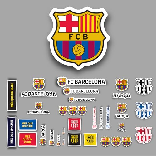 Pegatina de pared de vinilo con licencia del FC Barcelona, paquete de pegatinas del escudo del club, tamaño pequeño, 50 x 30 cm