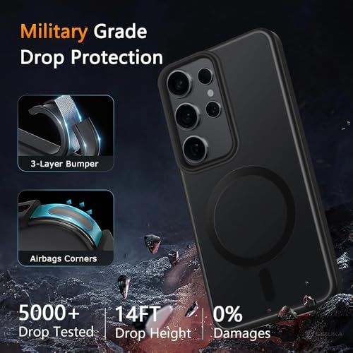 Image of SIZUKA Samsung S25 Ultra Magsafe Hard Back Case | Matte Design & 360 Protection | Military-Grade Samsung S25 Ultra Cover | Strong Magnet Back - Black