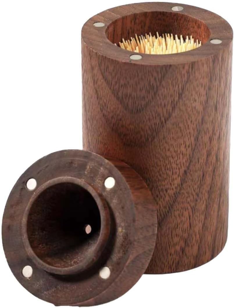 Eyepkildly Toothpick Dispenser, Whole Wood Hollowed Out Toothpick Holder Home Kitchen Restaurant Christmas Thanksgiving Birthday Gift for Friend Family Decoration Toothpicks 180 Pcs (type3)