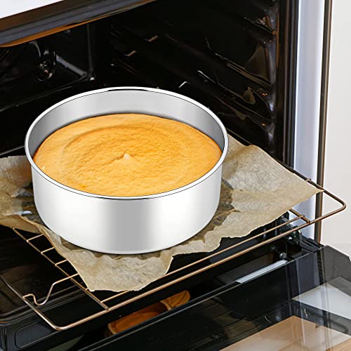 Herogo 6 Inch Cake Tin, Round Cake Tins Set of 3, Stainless Steel Deep Baking Cake Pan for Birthday Wedding Christmas Layer Desserts, One Piece Design & Mirror Finish, Dishwasher Safe - Image 5