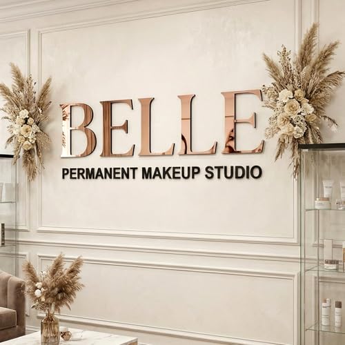 Image of Large Custom Acrylic Sign, Personalized Business Logo Wall Acrylic Signs, Customized 3D Laser Cut Letter Signage for Salon Beauty Studio Office Storefront Company Business Home Decor