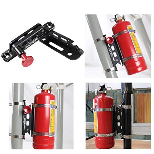 AUFER Universal Aluminum Adjustable Quick Release Roll Bar Fire Extinguisher Mount Holder with 8 Clamps for Jeep Wrangler UTV Polaris RZR Boat and Home Office Garden etc.(for 1-10 Lb. Extinguishers)
