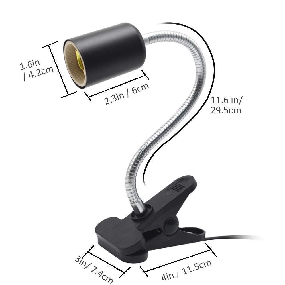 Reptile Heat Lamp Clamp Fixture- Flexible Terrarium Habitat Lighting & Heat Lamp Holder Stand, UVA UVB Light Basking Mercury Vapor Bulb Ceramic Heat Bulb Holder for Reptile Snake Tortoise