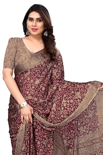 Image of MIRCHI FASHION Saree for Woman Chiffon Madhubani Print | Breathable Comfortable Printed Saree for Office and Regular Use (Available in 15 Designs)