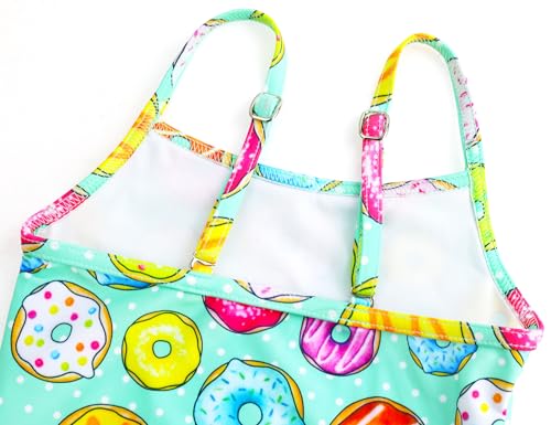 Image of Gnainach Girls Bathing Suit Size 3t 4t Multicolor Doughnut Cute Sleeveless Swimsuits with Adjustable Straps Summer Beach Swimwear