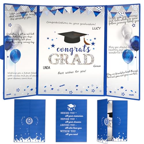 Image of Graduation Guest Book -Blue and Silver Graduation Decorations 2026 - Graduation Signature Book - Congrats Grad Graduation Party Decorations Favor Supplies -Class of 2026 Guest Book to Sign