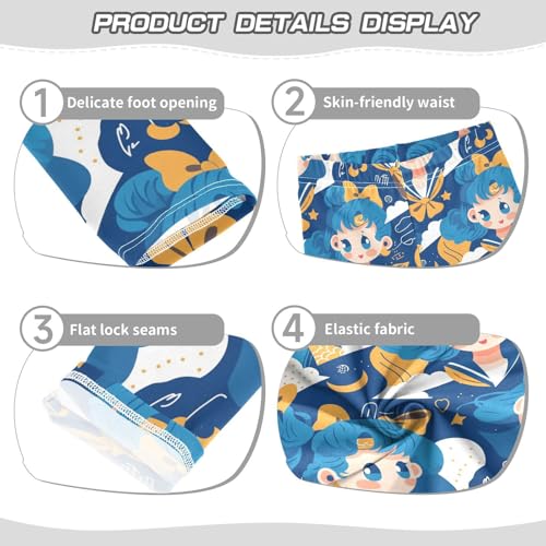 Blue Kids Girl's Leggings Fashion High Waisted Yoga Pants Exercise3