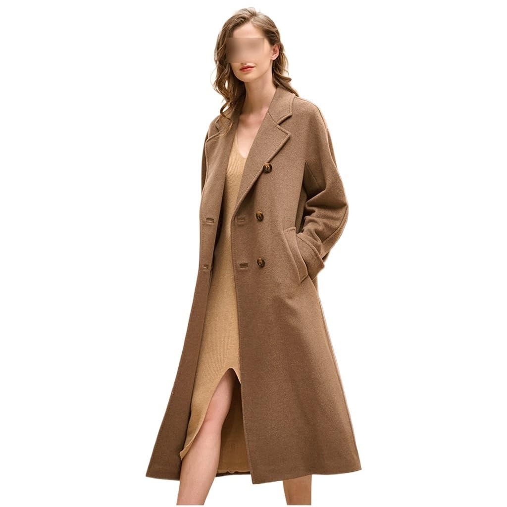 Cappotto in cashmere di fascia alta Cappotto in tweed di lana cammello di media lunghezza da donna invernale