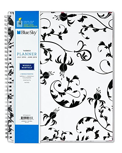 Blue Sky (2018-2019 Academic) Year Weekly & Monthly Planner, Flexible Cover, Twin-Wire Binding, 8.5