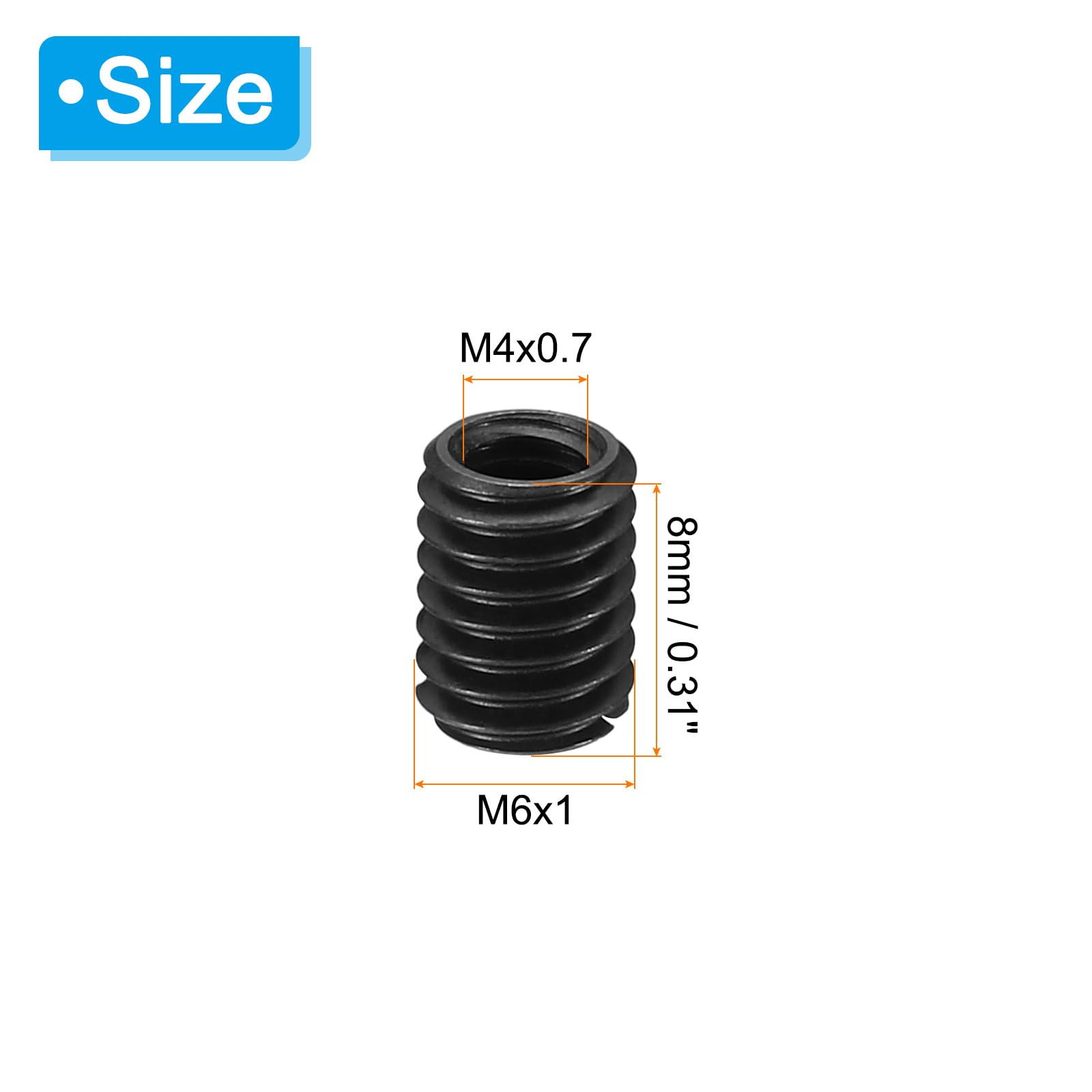 PATIKIL Grade 8.8 Carbon Steel Threaded Repair Insert Nut - Image 2