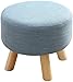 Multifunktionaler Hocker Runder großer Holzfußgehalt |Gepolsterter osmanischer Puff-Hocker |Wechseln Sie die Schuhbank für Foyer 4 Beine und Leinenabdeckung (blau) Aufbewahrungs Fußstütze