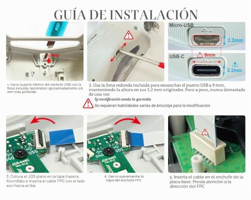 Conector Tipo C para PS4 Mando Reemplazo de Placa PCB JDS-040 Reversible 4