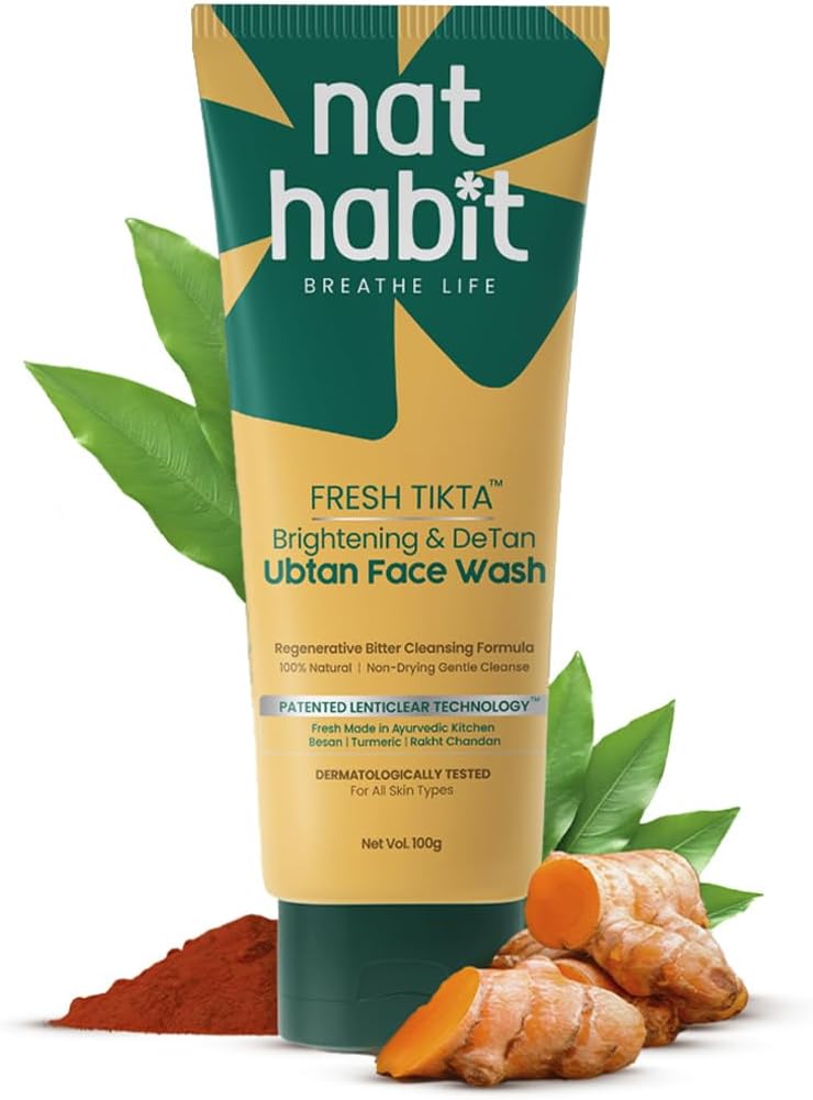 Ubtan Face Wash, Fresh Daily Tikta For Men & Women, Skin Brightening With Activated Wild Turmeric, Suitable For All Skin Types, Chemical & Sulphate Free, 100g