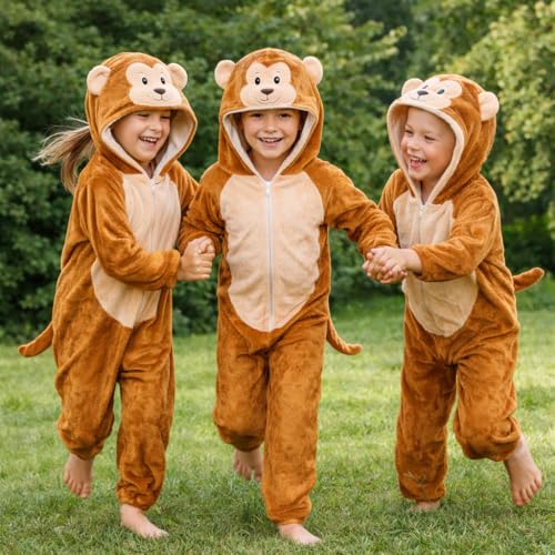 Image of Raj Costume Animal Fancy Dress Costume for Boys & Girls | Hooded Full Body Wildlife Zoo Animal Jumpsuit | Soft Costume for School Function, Fancy Dress, Halloween, Birthday, Cosplay & Role Play