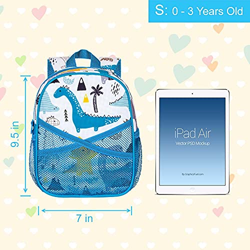 AGSDON Toddler Backpack with Leash, 9.5\" Baby Dinosaur Safety Leashes Removable Tether Bookbag