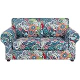 hyha Couch Cover, Loveseat Covers, Floral Pattern, Stretch, Printed, 3 Pieces, Sofa Slipcovers, for 2 Separate Cushion Couch Sofa, Washable Furniture Protector for Dogs(Loveseat, Paisley Floral)