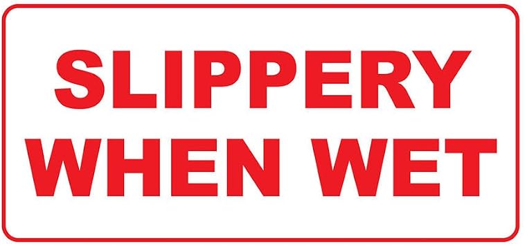 Slippery When Wet Red Retro Vintage Style Sign with HolesVinyl Sticker Decal 8"