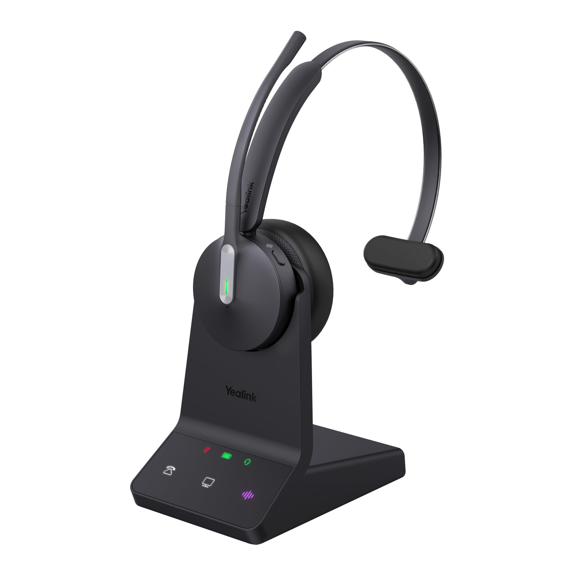 Yealink WH64 DECT und Bluetooth Mono UC Zoom Kabelloses Headset, 185 m Reichweite, EIN-Ohr-Arbeitskopfhörer mit 3-facher Geräuschunterdrückung, Klingelton, Büro-Headsets für Schreibtisch-IP-Telefon