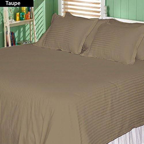 Real 300-Thread-Count Super Soft Extra Deep Pocket 4-Pieces Sheet Set King/Eastern King Stripe Taupe Fit Up to 25" inches Deep Pocket