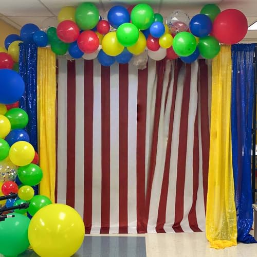 Image of Red Blue Yellow Green Balloon Set, 12 Inch Carnival Circus Party Balloon Red Blue Green Yellow Helium Balloons Confetti Latex Balloon for Video Game Party Rainbow Kid Birthday Party Carnival Circus