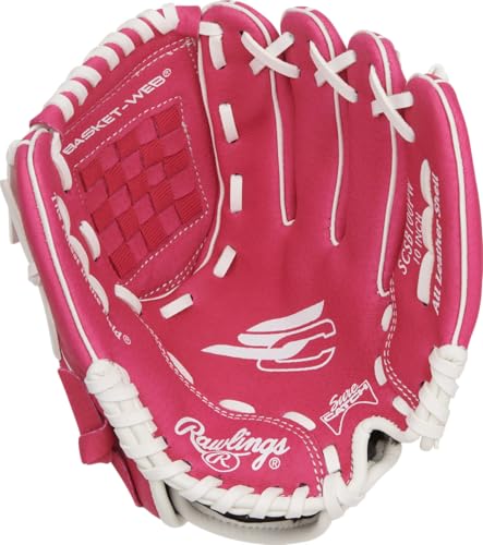Image of Rawlings | Sure Catch Youth Series Softball Glove | 10 inch | Right Hand Throw | Pink /White