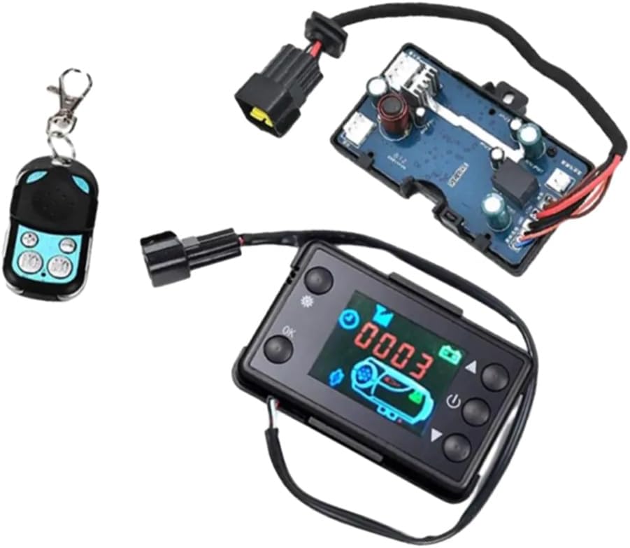 MACHSWON Air Heater Control Board Set, 12/24 V DC LCD Switch and Motherboard and Remote Control and Wiring Harness, Compatible with 2KW/3KW/5KW/8KW diesel air heater, 1 Set