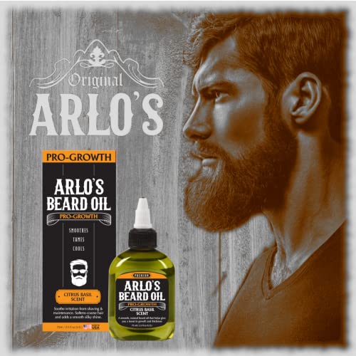 Arlo's Pro Growth Beard Oil - Citrus Basil 2.5 Oz. - Promotes Beard Hair Growth #TOP1