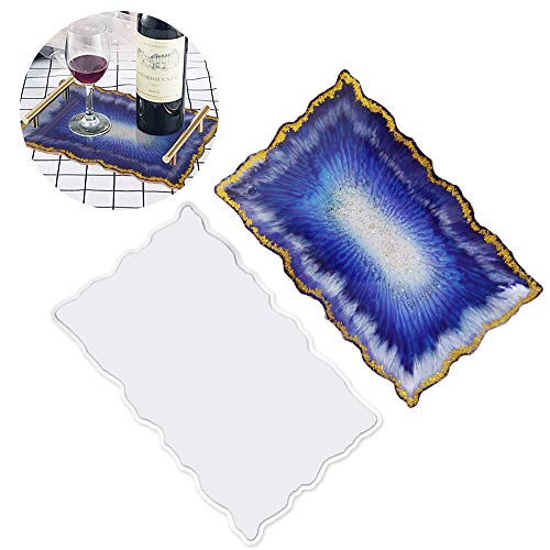Moldes de resina Lhedon, moldes de resina epoxi, moldes grandes de silicona, rectangulares, con asas para decoración de manualidades, posavasos para hacer tu propia bandeja de té de resina