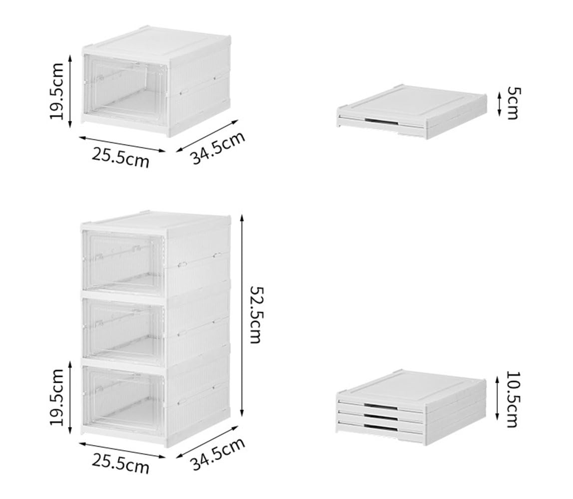 Zapatero plegable de plástico resistente para entrada y sala de estar, zapatero apilable con puerta magnética (3 capas)