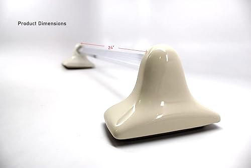 Miniatura 3 de Tenedos Kit de toallero de cerámica Bone Almond, accesorio de baño esmaltado, instalación con azulejos (no para superficie plana), duradero y