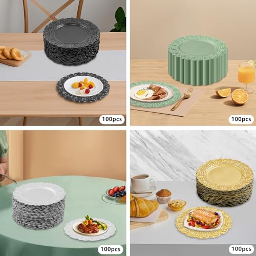 Platos decorativos redondos 13 in set 100 piezas miniatura 7