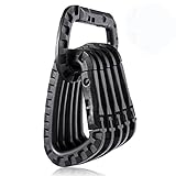 DB.WOR Carabiner Tactical 6pcs Enforcement Polymer Light Weight D-ring Hanging Hook (Black)