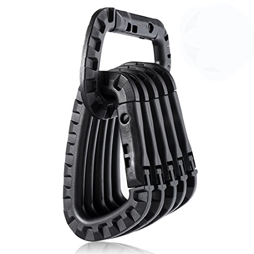DB.WOR Carabiner Tactical 6pcs Enforcement Polymer Light Weight D-Ring Hanging Hook (Black)