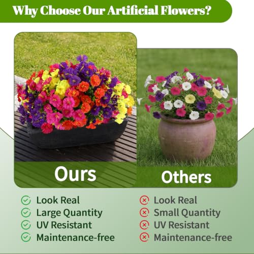 12 Bundles Mix 4 Colors Artificial Flowers for Outdoors UV Resistant — view 5