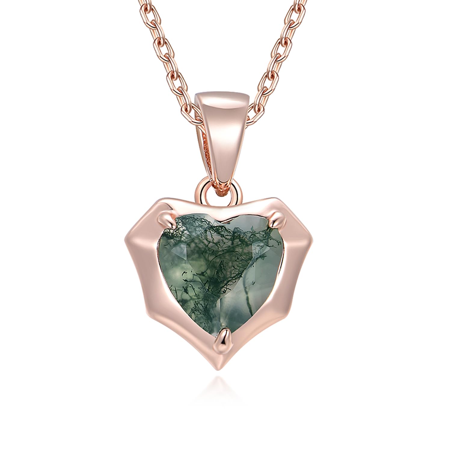 Natural Moss Agate Heart Necklaces for Women Solid 925 Sterling Silver Pendants for Wedding Engagement With Chains Fine Jewelry