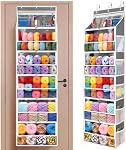 Organisateur de stockage de fils suspendus avec 5 compartiments de fermeture de fermeture à glissière, stockage de tricoteur de grande capacité, au-dessus de la porte de tricot de tricoter porte porte pour Crochet, aiguilles de tricotage, gris clair