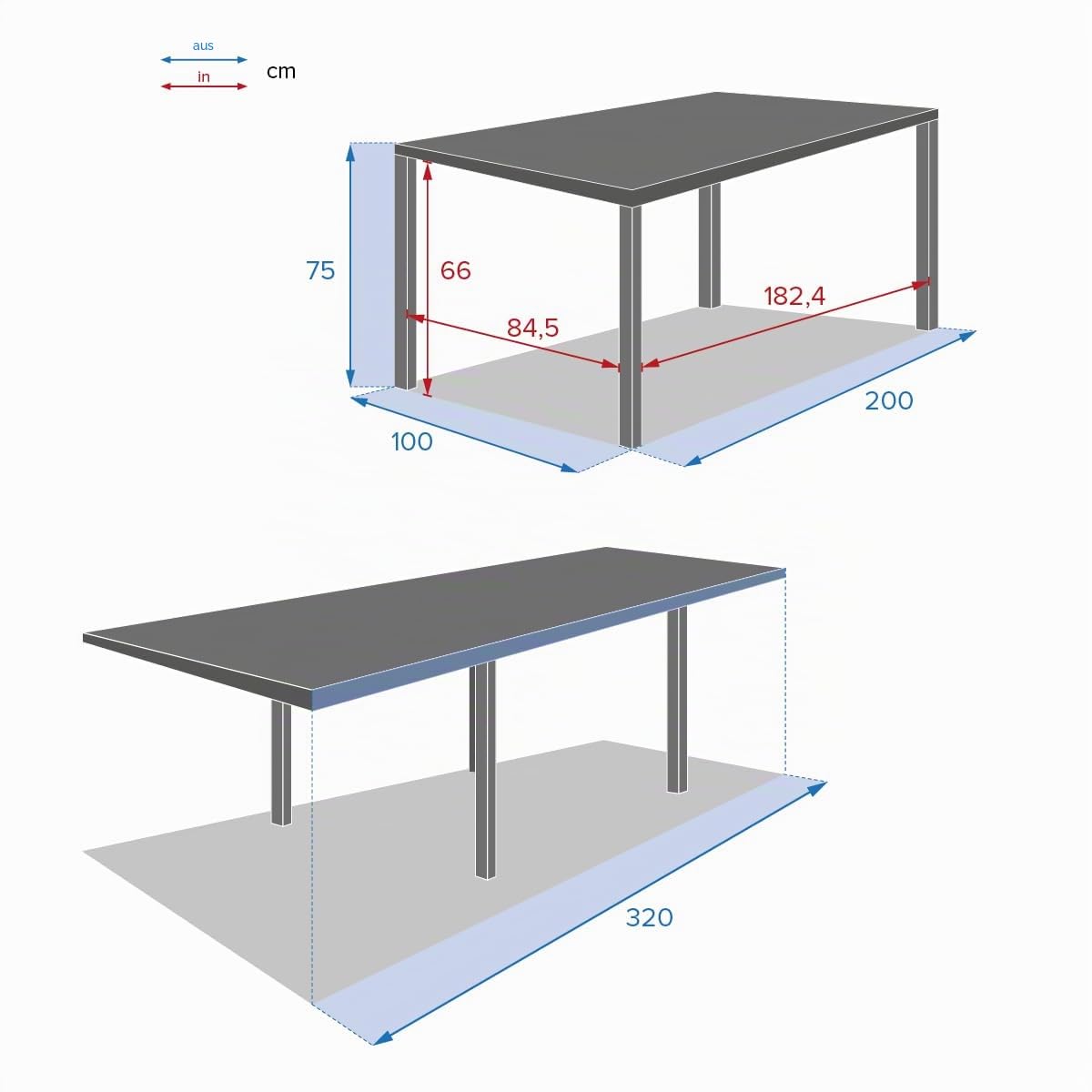 Hespéride - Piazza Ausziehbarer Gartentisch, Graphitgrau - 12 Sitzplätze - Rostfreies Aluminium - Ausziehbare Gartenmöbel