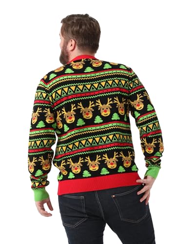 Suéter feo de Navidad novedoso con luces LED para hombre y joven que busca ropa divertida 2
