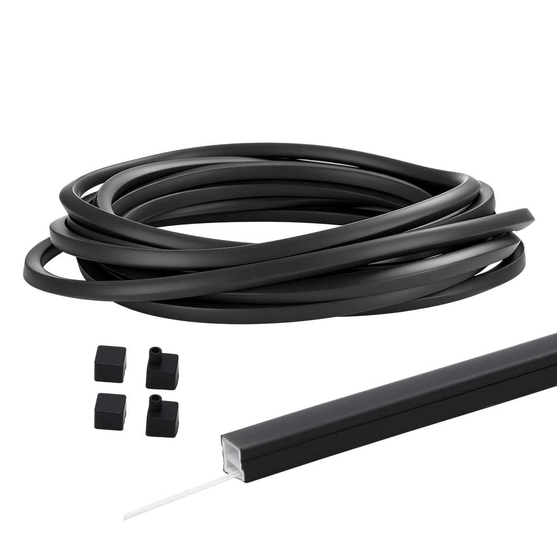 Umllpet LED Silikon Profil Schwarz 6m, Flexibel LED Leiste Profil und Diffusor, 12×12mm für Akustikpaneele mit Endkappen & Montageclips Wasserdicht Led Strip Abdeckung (Schwarz, 6M)