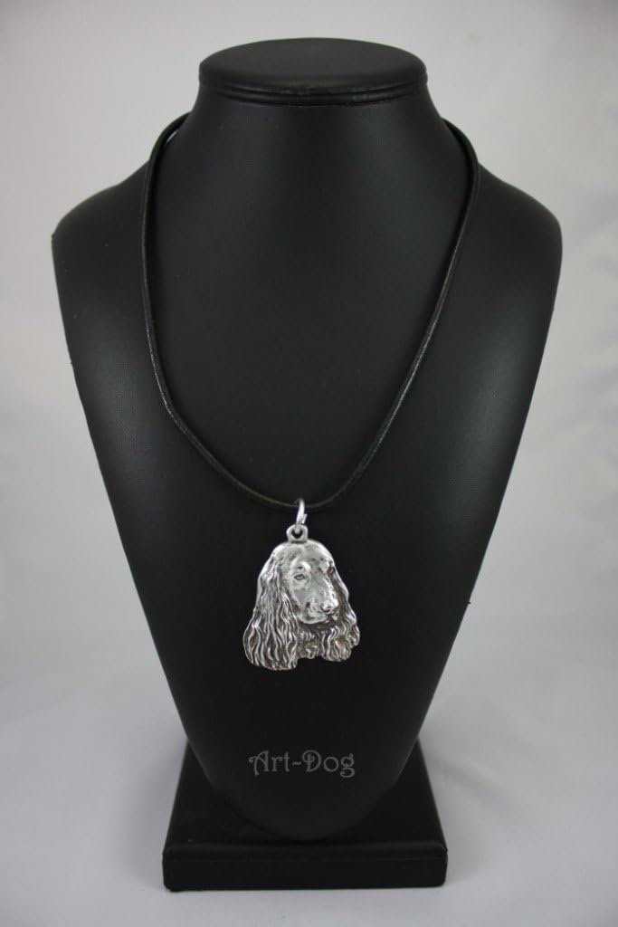 Art-Dog Dog Silver-Plated Pendant on a Leather Strap - Dog Necklace in Elegant Case – Silver Dog Necklaces for Men and Women – Dog Breeds Jewelry – English Cocker Spaniel